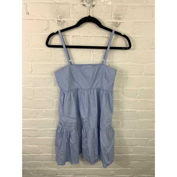 ASOS Women's Strappy Tiered Mini Dress Square-Neck Sleeveless Blue Size 2 - Picture 1 of 4